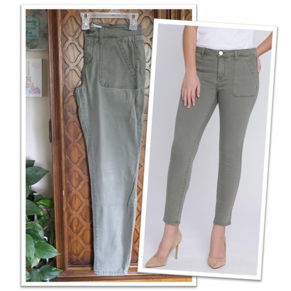 MUDD High-Rise Skinny Utility Pant - Army Green, Size 9 - Picture 1 of 16